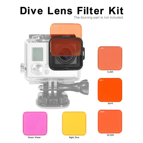 Andoer Professional Switchable Scuba Diving Lens Filter Kit Set Including 5 Lens Filters for GoPro Hero 3+/4