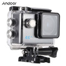 Andoer Ultra HD Action Sports Camera 2.0 بوصة LCD 16MP 4K 25FPS 1080P 60FPS 4X Zoom WiFi 25mm 173 درجة عدسة واسعة مقاومة للماء 30M Car DVR DV Cam غوص دراجة نشاط خارجي