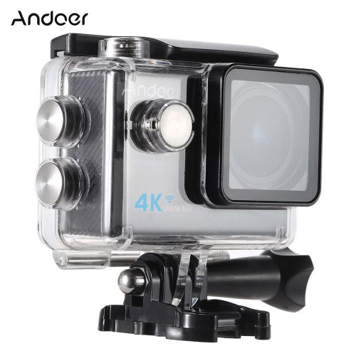 Andoer Ultra HD Action Sports Camera 2.0 بوصة LCD 16MP 4K 25FPS 1080P 60FPS 4X Zoom WiFi 25mm 173 درجة عدسة واسعة مقاومة للماء 30M Car DVR DV Cam غوص دراجة نشاط خارجي