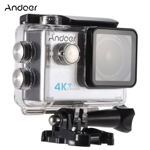 Andoer Ultra HD Action Sports Camera 2.0 بوصة LCD 16MP 4K 25FPS 1080P 60FPS 4X Zoom WiFi 25mm 173 درجة عدسة واسعة مقاومة للماء 30M Car DVR DV Cam غوص دراجة نشاط خارجي