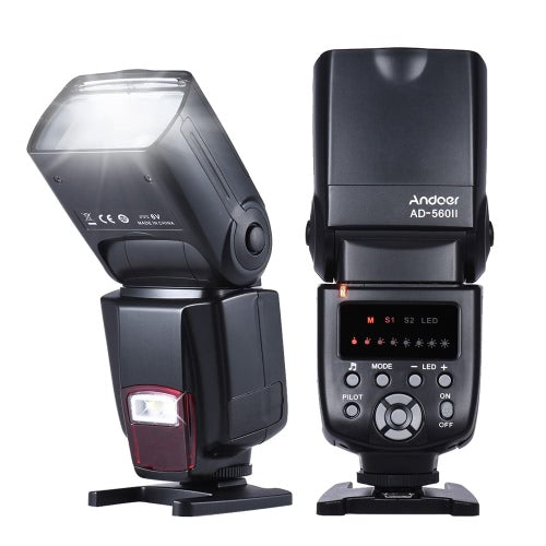 Andoer AD-560Ⅱ فلاش فلاش Speedlite العالمي على الكاميرا GN50 مع ضوء LED قابل للتعديل + Andoer Universal 16 قناة راديو لاسلكي عن بعد Speedlite Flash Trigger