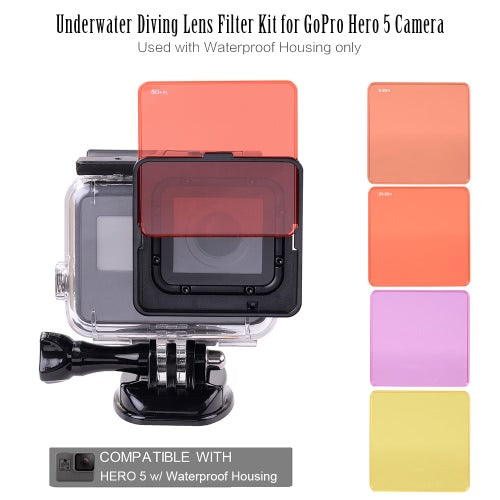 Underwater Diving Lens Filter Kit for GoPro Hero 5 Camera Used with Waterproof Housing only