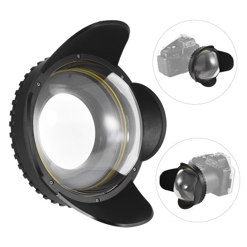 MEIKON Underwater Camera 200mm Fisheye Wide Angle Lens Dome Port Case Shade Cover 60m/ 197ft Waterproof 67mm Round Adapter for Camera Diving Housing