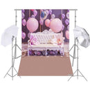 Andoer 1.5 * 2.1m/5 * 7ft Birthday Party Photography Background Pink Balloon Light Bulb Flower Fireplace Wood Floor Children Baby Backdrop Photo Studio Pros