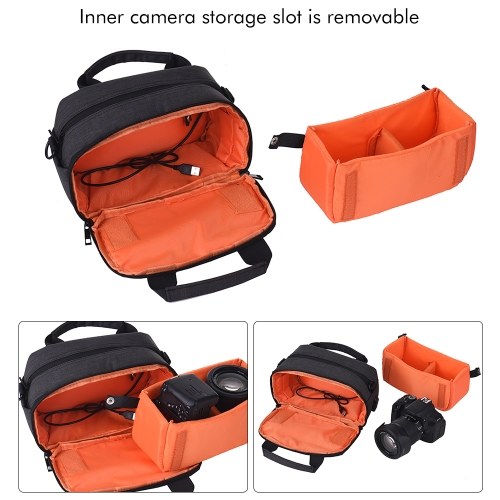 Camera Bag Waterproof DSLR Shoulder Bag with USB External Charging Port for Canon Nikon Sony Camera Accessories Laptops Tablets Small Size