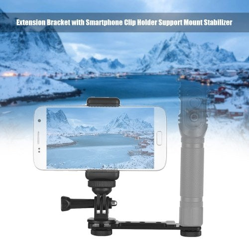 Smartphone Clip Holder Monitor Extension Bracket Support Mount Stabilizer for DJI OSMO Mobile 2 for Zhiyun Smooth Q Handheld Gimbal Stabilizer for gopro6/5/4 Camera