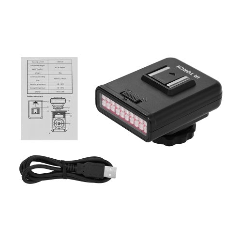 ORDRO LN-3 Studio IR LED Light USB Rechargeable Infrared Night Vision Infrared Illuminator