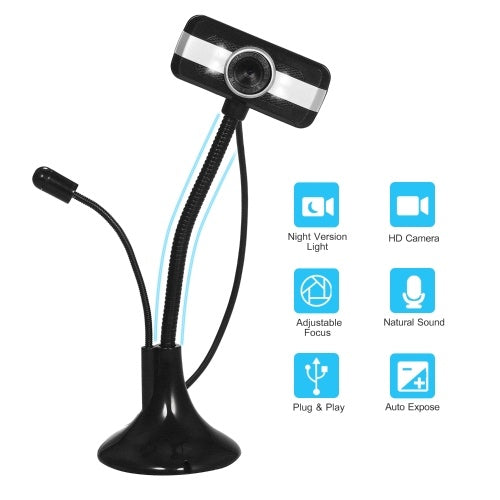 HD USB PC Webcam for Streaming Plug and Play Computer Web Camera Video Cam