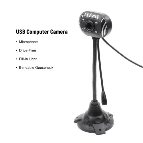 USB Webcam Flexible Gooseneck 640×480P Desktop Online Computer Camera with Light Noise Cancellation Microphone USB 1.1/2.0 for Live Streaming Online Courses Videoconference Compatible with Windows 7.0 or Later