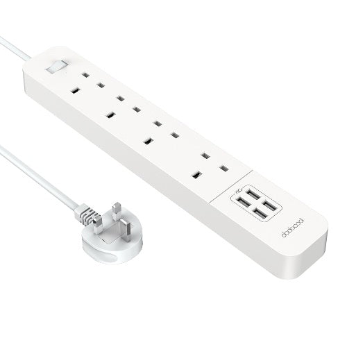 dodocool Smart 1100W 4-outlet Surge Protector 1440 Joules Power Strip مع 20W 4-Port USB Charger 4.92ft تمديد سلك الرصاص تشغيل / إيقاف مؤشر LED للهواتف الذكية والأجهزة اللوحية والمزيد الولايات المتحدة التوصيل AC125V الأبيض