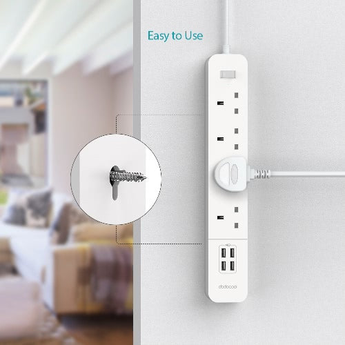 dodocool Smart 1100W 4-outlet Surge Protector 1440 Joules Power Strip مع 20W 4-Port USB Charger 4.92ft تمديد سلك الرصاص تشغيل / إيقاف مؤشر LED للهواتف الذكية والأجهزة اللوحية والمزيد الولايات المتحدة التوصيل AC125V الأبيض