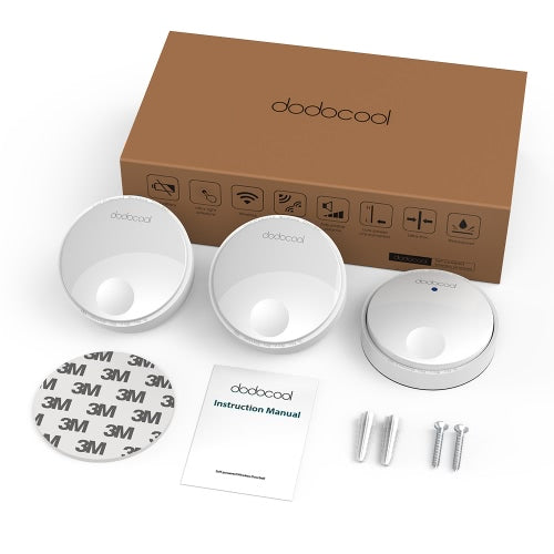 dodocool Self-powered Battery-free Wireless Doorbell Kit with 1 Battery-free Transmitter Push Button and 2 Plug-in Receivers