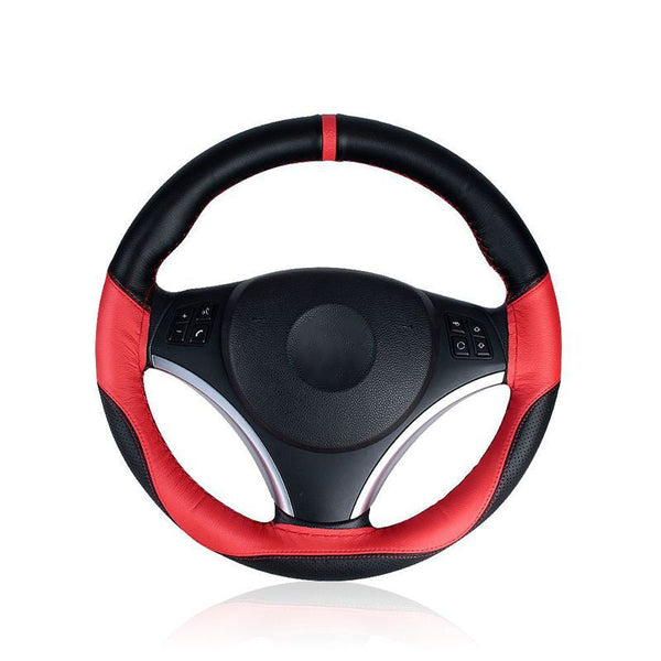 DIY Premium Leather Steering Wheel Cover - Red