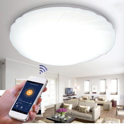 48W Smart WiFi Ceiling Lamp Voice Control Remote Dimmable LED Ceiling Lights Memory Function Surface Mount Bedroom Home Ceiling Light 85V-265V