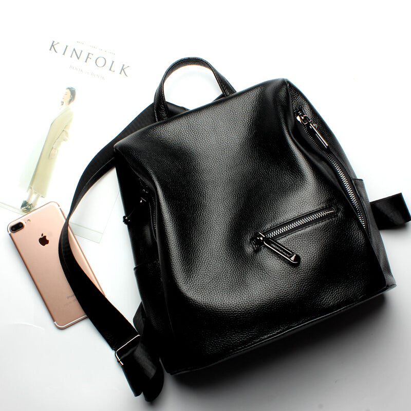 Dirirab Modern Leather Female Backpack - Black