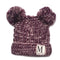 Double Fur Knit Cap - Wine Red