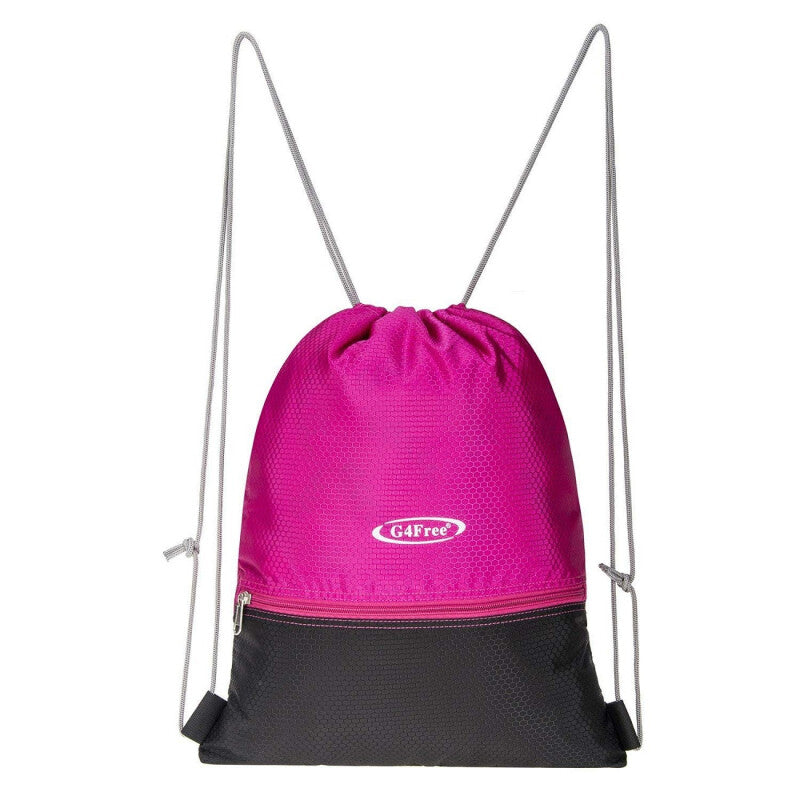 Drawstring Gym / Sport Bag - Black & Pink