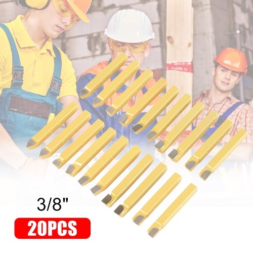 20pcs 3/8 Inch Metal Lathe Tooling Carbide Tip Tipped Cutter Tool Bit Cutting Set High Hardness Turning Milling Welding Bit