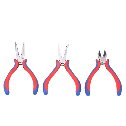 3pcs 4.5" Pliers Set Jewelry Pliers Mini Pliers DIY Jewelry Tool Set Ball Link Pliers Diagonal Pliers Long Nose Pliers