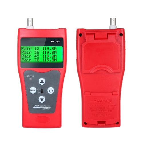 Multi-functional LCD Network Cable Tester Wire Tracker RJ11 RJ45 BNC Wire Length Finder Line Finder LAN Cable Tester with 8 Remote Adapters