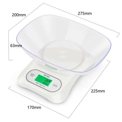 WH-B26 LCD Display Backlit Large Screen Kitchen Scale High Accuracy Kitchen Scales Kitchen Electronic Scale with Bowl and USB Cable Two Power Supply Modes