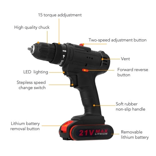 21V Multifunctional Electric Impact Cordless Drill