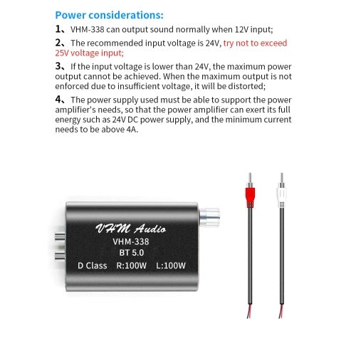 2 Channel BT5.0 Amplifier Class D Hi-Fi Stereo Audio Amplifier Digital Power Amplifier Receiver 100W+100W Car Sound Amplifiers