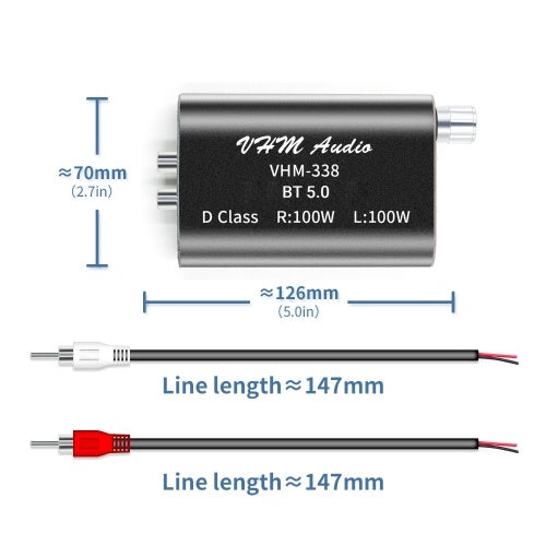 2 Channel BT5.0 Amplifier Class D Hi-Fi Stereo Audio Amplifier Digital Power Amplifier Receiver 100W+100W Car Sound Amplifiers