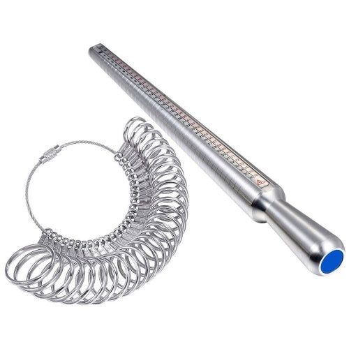 Metal Ring Sizer Set Finger Measuring Ring with Rings Mandrel Sizer Finger Sizing Measuring Stick Ring Jewelry Tools Set