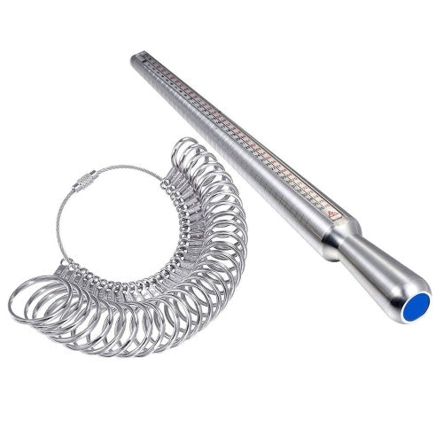 Metal Ring Sizer Set Finger Measuring Ring with Rings Mandrel Sizer Finger Sizing Measuring Stick Ring Jewelry Tools Set