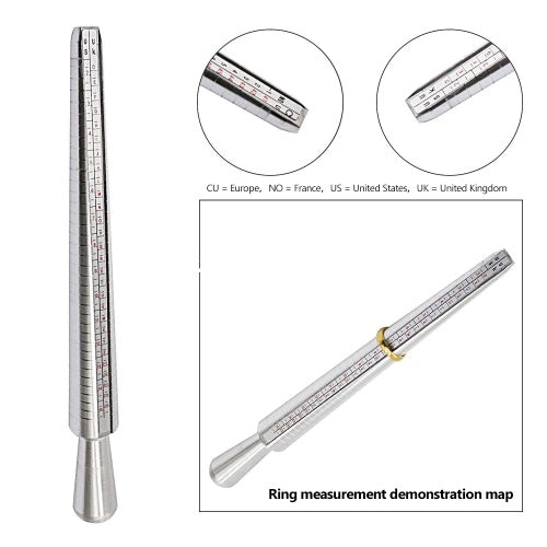 Metal Ring Sizer Set Finger Measuring Ring with Rings Mandrel Sizer Finger Sizing Measuring Stick Ring Jewelry Tools Set