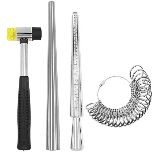 Metal Ring Sizer Set Finger Measuring Ring with Rings Mandrel Sizer Finger Sizing Measuring Stick Ring Jewelry Tools Set