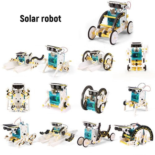 13 in 1 Solar Robot DIY Children Intelligence Solar Toy Solar Handmade Toy Set STEM Science Toy Solar Energy Building Block Puzzle