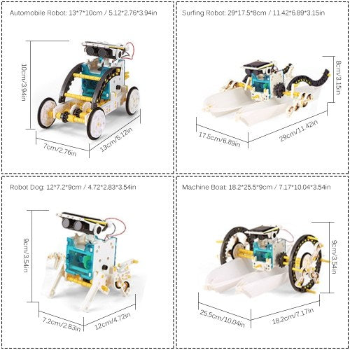 13 in 1 Solar Robot DIY Children Intelligence Solar Toy Solar Handmade Toy Set STEM Science Toy Solar Energy Building Block Puzzle