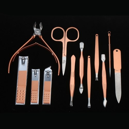 18pcs Manicure Set Nail Clippers Pedicure Kit Stainless Steel Manicure Grooming Kit Nail Care Tools with Leather Travel Case