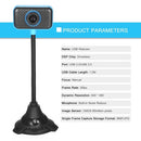 HD Webcam USB Desktop Laptop Camera Mini Plug and Play Video Calling Computer Camera Built-in Noise Reduce Mic Flexible Rotatable stander