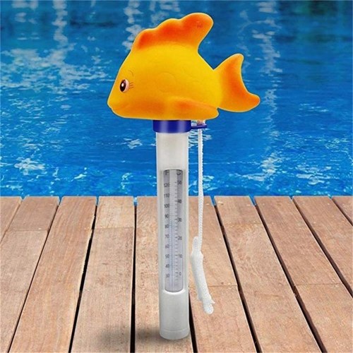 Practical Durable Cute Baby Cartoon Goldfish Indoor Outdoor Floating Thermometer With String For Swimming Pool