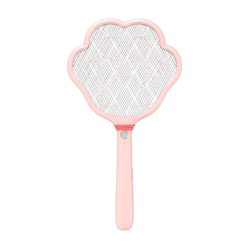 Electric Fly Swatter 2 in 1 Rechargeable Mosquito Racket Insect Bug Zapper Fly Killer Cat-paw Shape 3 Layer Electric Grid 3800 Volts for Indoor and Outdoor Pest Control