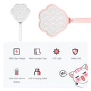 Electric Fly Swatter 2 in 1 Rechargeable Mosquito Racket Insect Bug Zapper Fly Killer Cat-paw Shape 3 Layer Electric Grid 3800 Volts for Indoor and Outdoor Pest Control