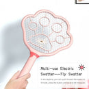 Electric Fly Swatter 2 in 1 Rechargeable Mosquito Racket Insect Bug Zapper Fly Killer Cat-paw Shape 3 Layer Electric Grid 3800 Volts for Indoor and Outdoor Pest Control