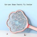 Electric Fly Swatter 2 in 1 Rechargeable Mosquito Racket Insect Bug Zapper Fly Killer Cat-paw Shape 3 Layer Electric Grid 3800 Volts for Indoor and Outdoor Pest Control