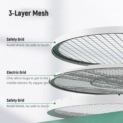 Electric Fly Swatter 2 in 1 Rechargeable Mosquito Racket Insect Bug Zapper Fly Killer Guitar Inspired Design 3 Layer Electric Grid 3800 Volts for Indoor and Outdoor Pest Control