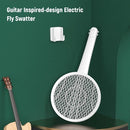 Electric Fly Swatter 2 in 1 Rechargeable Mosquito Racket Insect Bug Zapper Fly Killer Guitar Inspired Design 3 Layer Electric Grid 3800 Volts for Indoor and Outdoor Pest Control