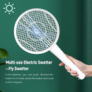 Electric Fly Swatter 2 in 1 Rechargeable Mosquito Racket Insect Bug Zapper Fly Killer Guitar Inspired Design 3 Layer Electric Grid 3800 Volts for Indoor and Outdoor Pest Control