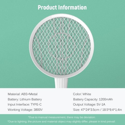 Electric Fly Swatter 2 in 1 Rechargeable Mosquito Racket Insect Bug Zapper Fly Killer Guitar Inspired Design 3 Layer Electric Grid 3800 Volts for Indoor and Outdoor Pest Control