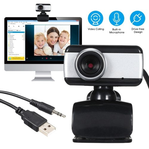 Web Camera PC Laptop Computer Desktop Clip-On USB Webcam with Built-in Microphone