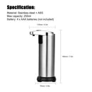 250ML Stainless Steel IR Sensor Touchless Waterproof Automatic Liquid Soap Dispenser for Kitchen Bathroom Home