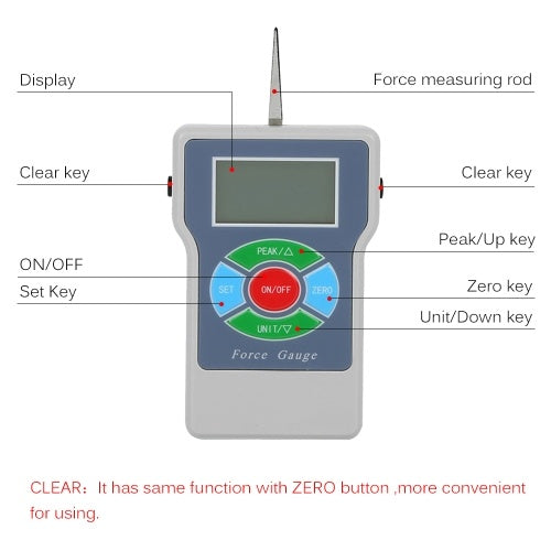 ETL-20 Digital Tension Meter Force Meter Tester Handheld Tensionmeter Force Tester Scale for Tension and Compression Load Plug Force Destructive Test