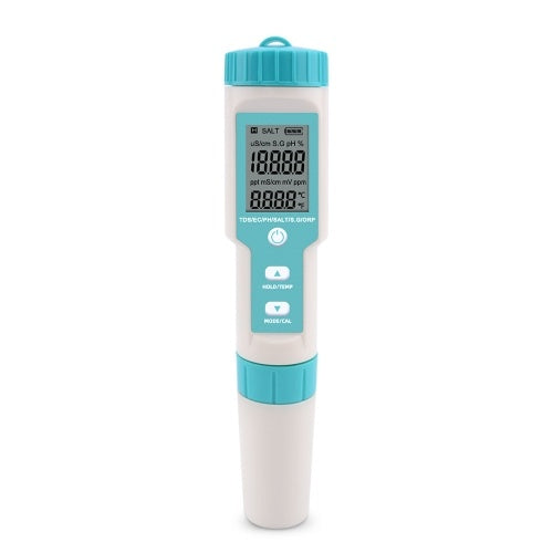 7 in 1 PH/TDS/EC/ORP/S.G/Salinity/Temperature Multi-Parameter Pocket Water Quality Tester with Electrode Replaceable C-600 PH Meter for Pools Drinking Water Aquariums with Backlight