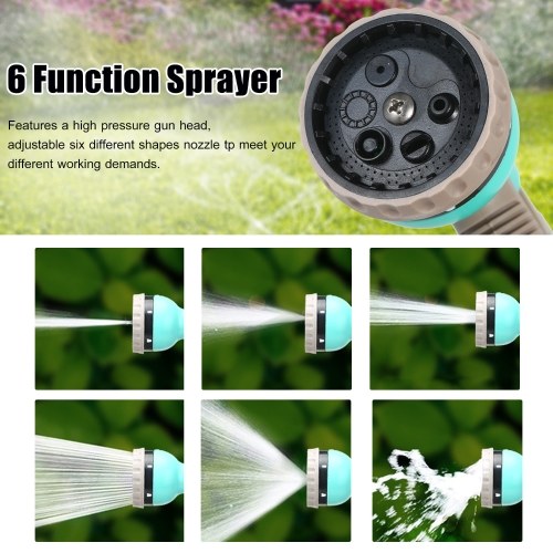 Retractable Garden Hose-Reel with 6 Adjustable Sprayer Nozzle Dual Size Connector 10M Water Garage Tool Car Cleaning Tools